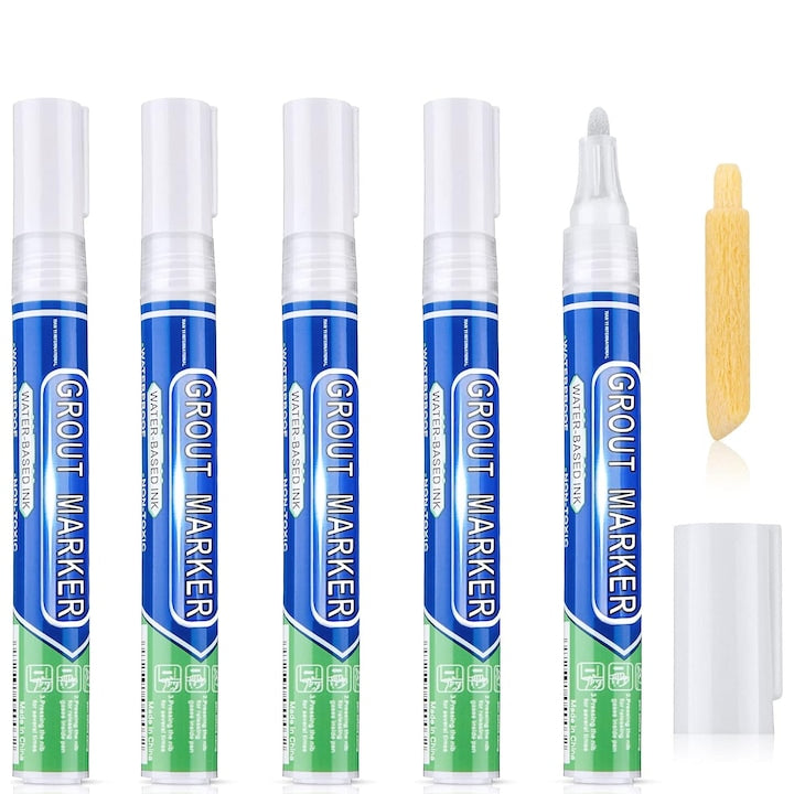 Set 5 corectoare Permanente Pentru Rosturi  asskanaer  Markere Corectoare de Rosturi pentru Gresie si Faianta  Uscare Rapida  Rezistent la apa  Pentru Acoperirea Rosturilor sau Gaurilor din Gresie  Plastic  15*140mm  Alb
