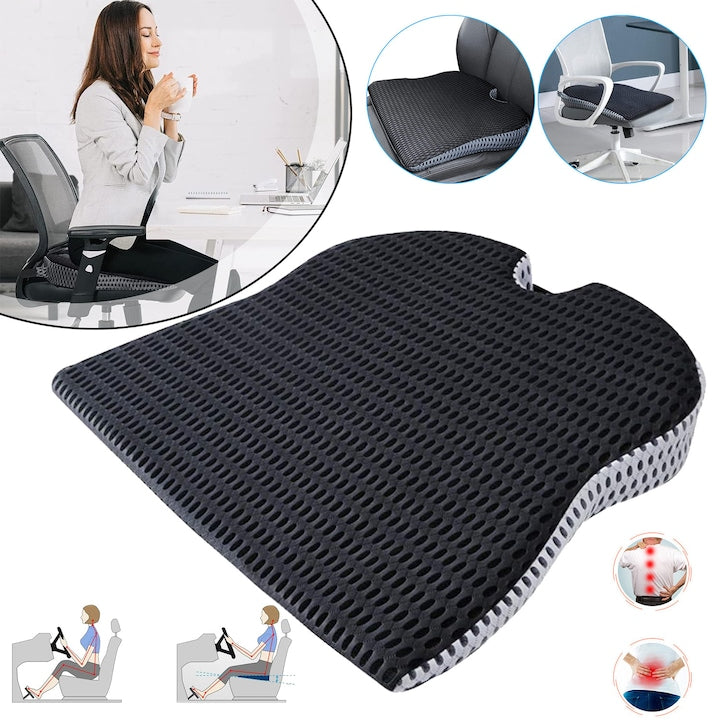 Car Seat Cushion Memory Foam Booster Cushion Office Chair Cushion Wedge Design for Height Driving Comfort Breathable Mesh Seat Cushion Adjustable Straps