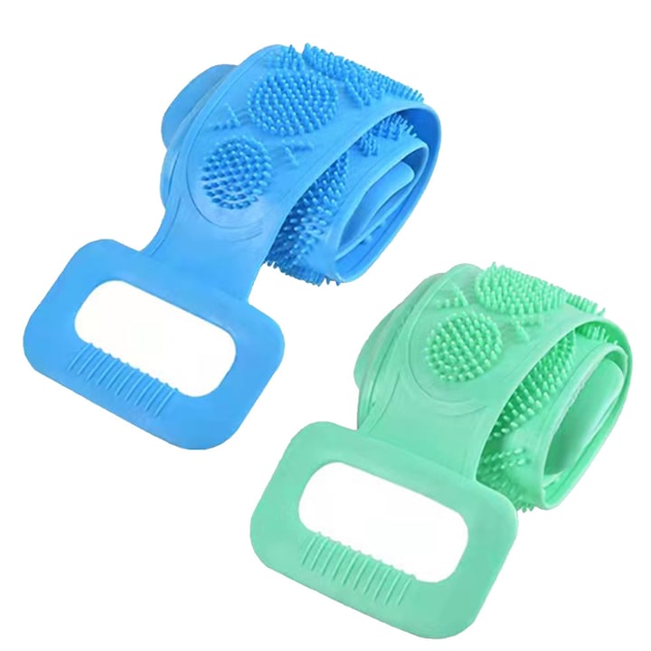 Set 2 perii de baie tip banda  Silicon  70 x 11 cm  Verde/Albastru