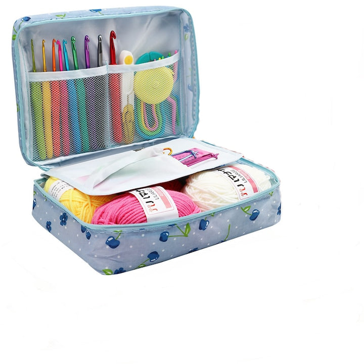 Set de crosetat  58 piese  husa de depozitare  Albastru