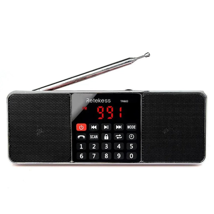 Retekess TR602 Portable Radio Bluetooth MP3 1000mAh white/black dimensions 18x6.6x3cm