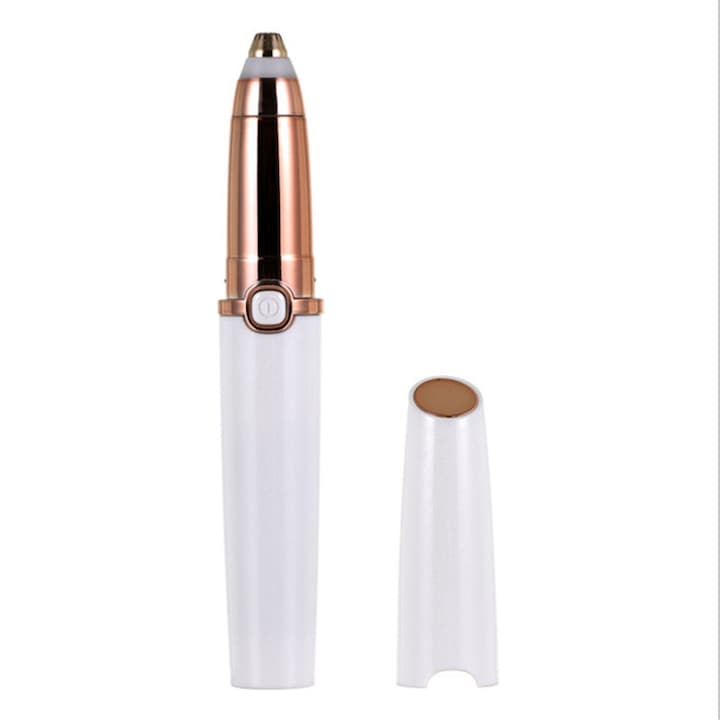Epilator electric pentru sprancene  portabil  alb perlat  design minimalist  utilizare usoara