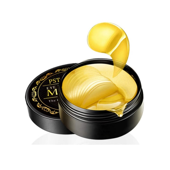 Masca Hidrogel Pentru Ochi 24K Gold  Cu Acid Hialuronic si Colagen  Tratament Antirid si Hidratant Pentru Zona Ochilor  Reduce Cearcanele si Liniile Fine  Efect Revitalizant si Luminator  Culoare Auriu  60buc