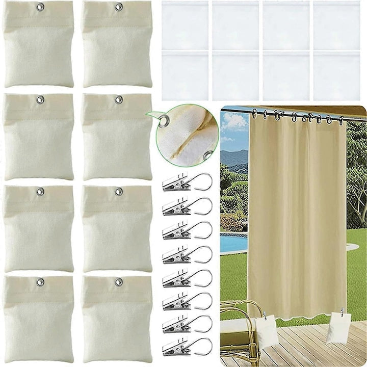 Set 8 greutati pentru perdele exterioare  material canvas  15oz  cu clips metalici