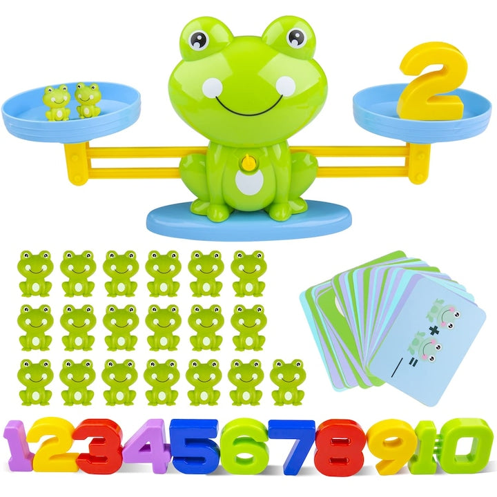 Jucarie broasca tip balanta invatam matematica  Jucarii educative STEM pentru copii si joc de invatare a numerelor pentru baieti si fete de 3 4 5 ani  verde