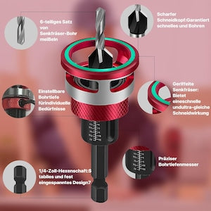 Set de burghie conice pentru lemn cu limitator de adancime  1/4-inch hex  2.8x8mm  3.2x8mm  3.5x10mm  4x10mm