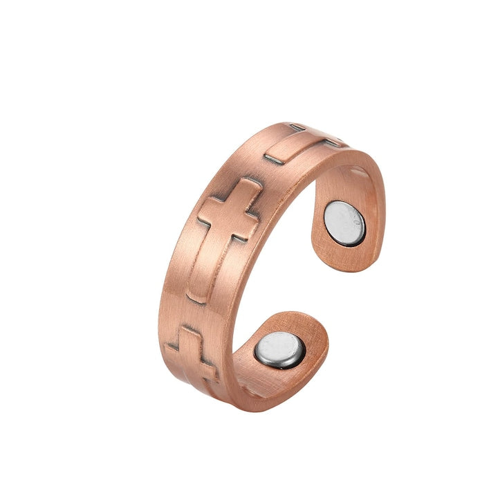 XTERRA - 99.99% Pure Copper Therapeutic Ring Model VS-R129 2 Neodymium magnets 3500 gauss bioenergetic balance inflammation reduction adaptable