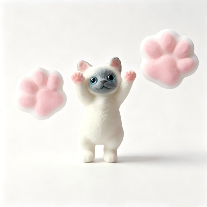 Set 3 Jucarii Antistres Squishy  Pisica -2 labe de pisica si 1 pisoi  Jucarie Super Moale Kawaii  Cadou Ideal pentru Copii