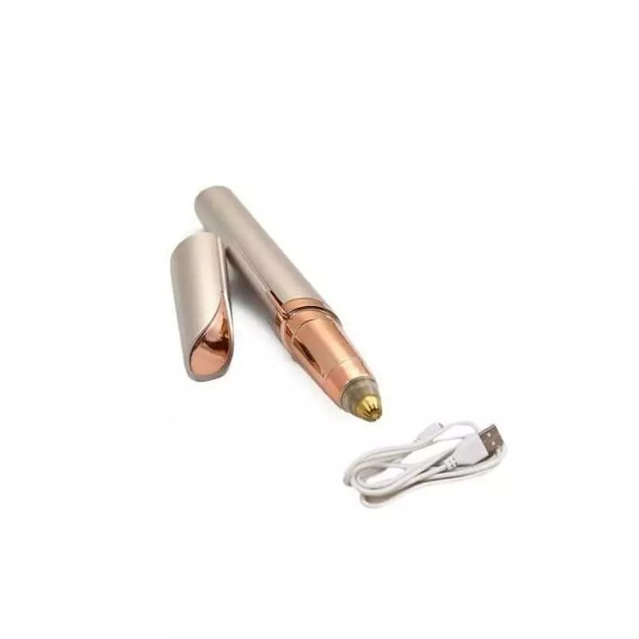 Epilator Dama Portabil Pentru Sprancene Sau Nas SIKS®  Cu Acumulator Reincarcabil  Model Stick  Cablu USB Inclus  roz