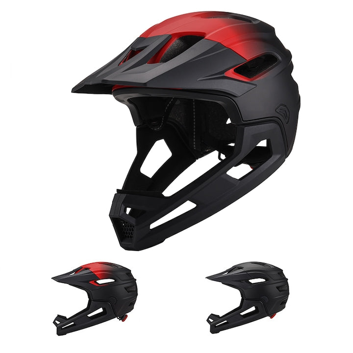 Casca integrala VPUINEFE pentru bicicleta de munte pentru barbati si femei  casca de bicicleta de munte cu doua pernite de barbie detasabile  casca de ciclism  casca de curse usoara cu ventilatie pentru DH  BMX  MTB  57-62cm  Rosu/negru