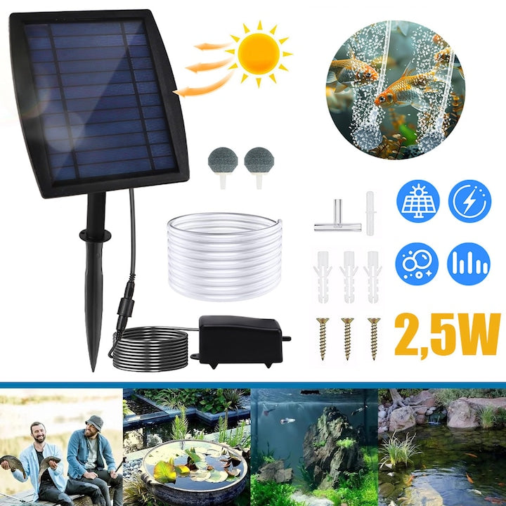 CHOOLEY solar oxygenator water pump, 1 l/min flow, 2 stones, 2.5m tube