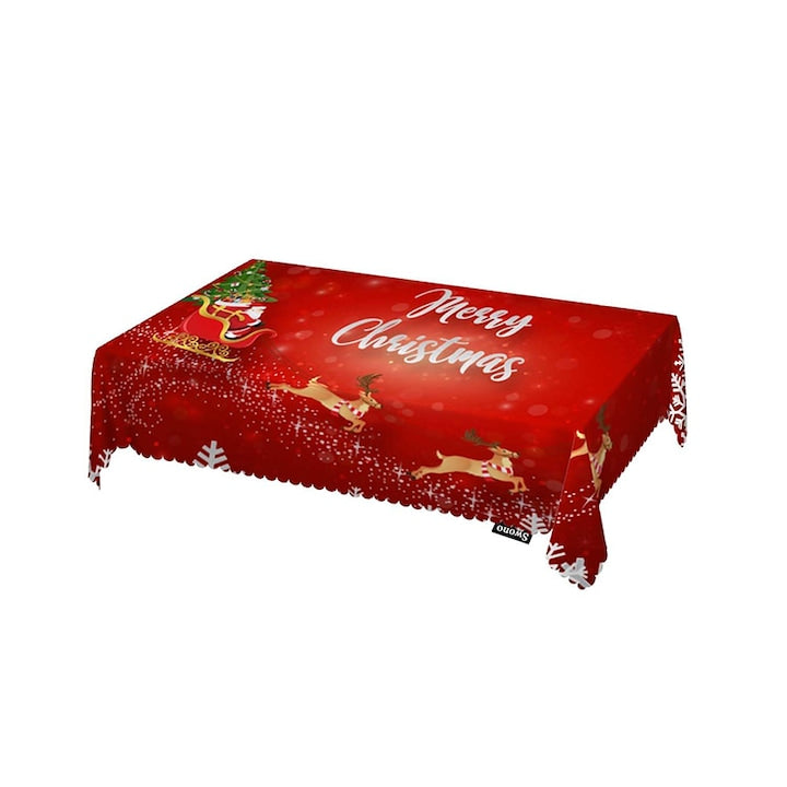 Fata de masa  Rqiurpn  Santa Claus  rosu  design elegant  impermeabila