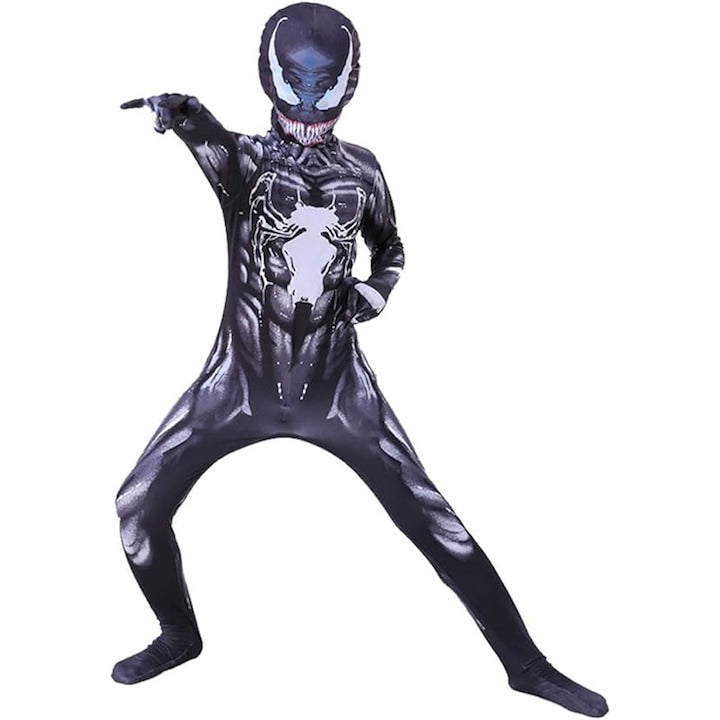 Kids' Venom costume, fitted, black, 7-8 years