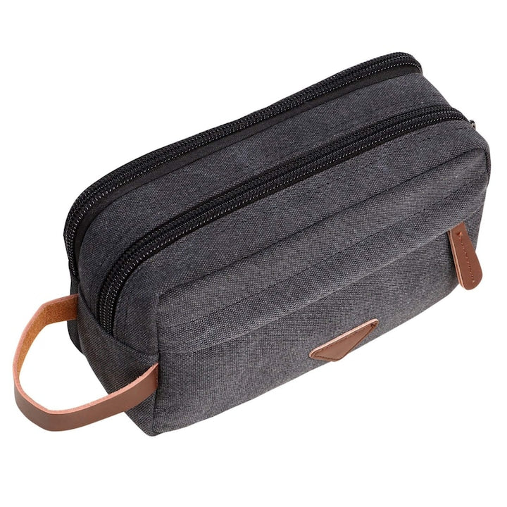 Geanta cosmetica barbati  panza si piele  negru  24x10x14cm