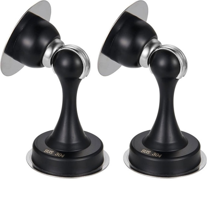 Set 2 opritoare usa autoadezive  Potrivit pentru instalare pe pereti si podele  Magnet extrem de puternic  Negru