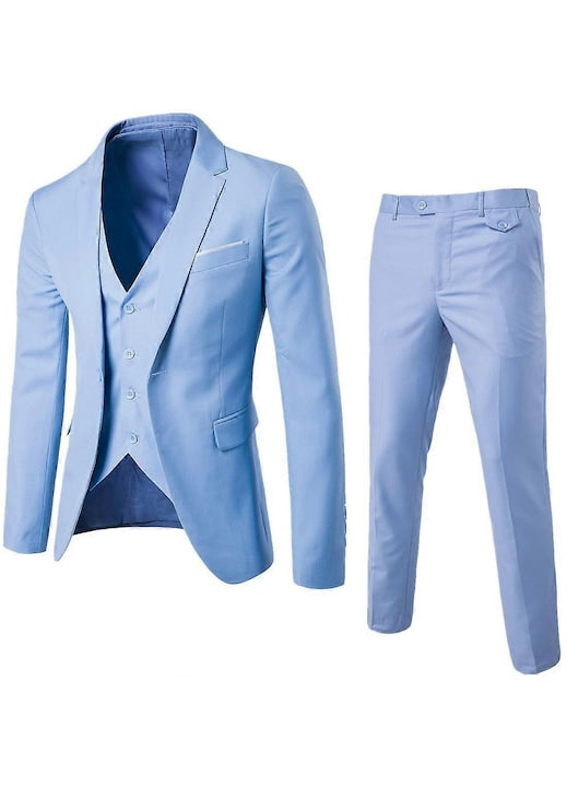OEM - Men's 3-piece suit, polyester/viscose, slim fit, light blue, 2XL INT, 12 interest-free installments