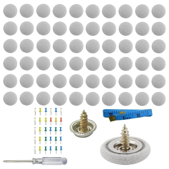 Kit Pentru Reparare Tapiterie Plafon Auto Profesional SUPER TRENDS®  60 Buc Capse Gri  30 Buc Ace de Pozitionare  Surubelnita  Ruleta  Potrivit Pentru Toate Masinile
