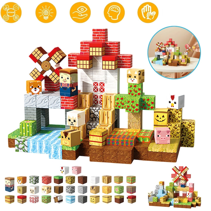 Blocuri Magnetice  150 De Piese Magnetice De Constructie  Stivuibile  Pentru Copii Cu Varsta Cuprinsa Intre 3  4  5  6  7 Si 8 Ani  Jucarii Educationale Stem Montessori De Stivuit  Cub Magnetic