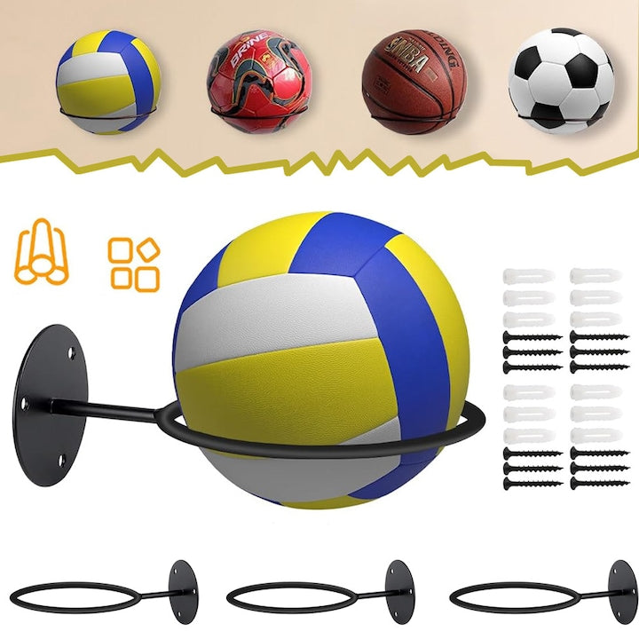 Set 4 suporturi de perete pentru mingi  negru  metalic  18  5cm diameter