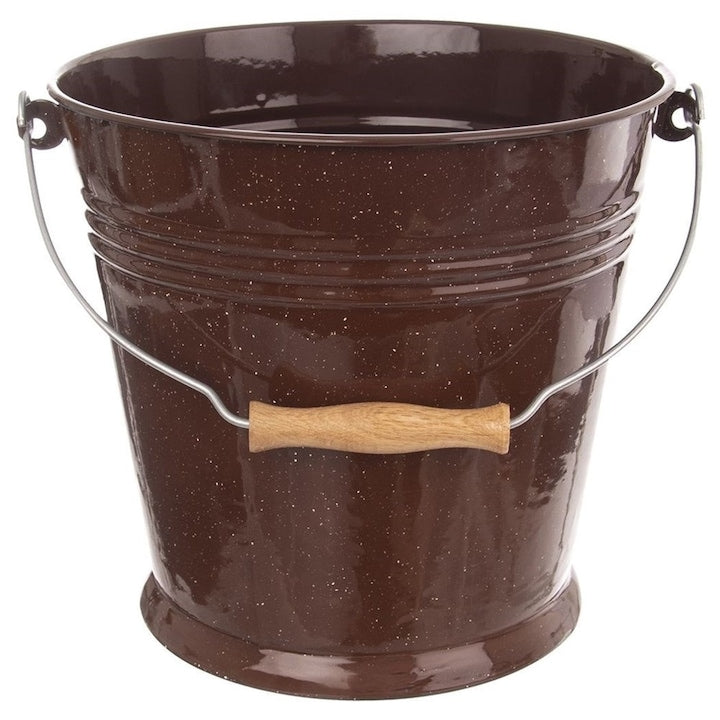 Galeata Cu Maner  Orion  Pentru Depozitarea Alimentelor  Emailata  Multifunctionala  10 Litri  29 X 27 Cm  Maro