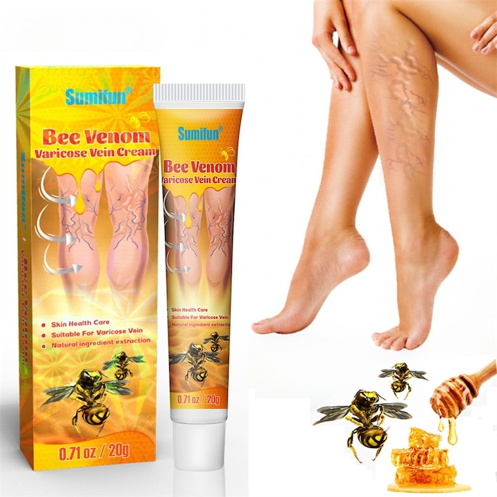 Sumifun，Crema pentru varice cu venin de albine  stimuleaza circulatia  amelioreaza venele paianjen  picioarele obosite  hematoamele  20g