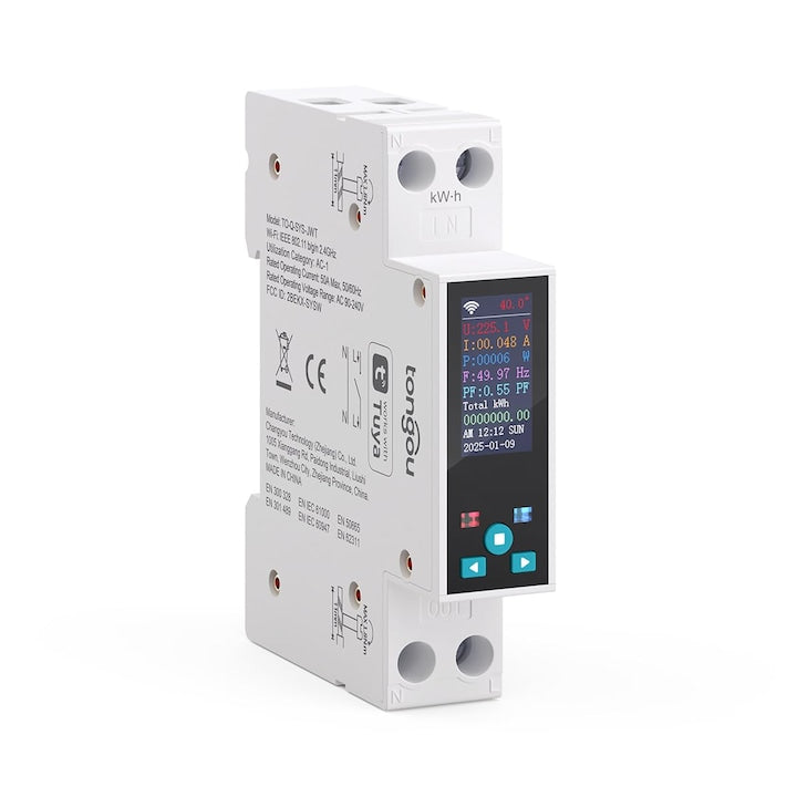 Intrerupator inteligent  WALALLA  1P+N AC90-240V  1-50A  control de la distanta  alb/negru