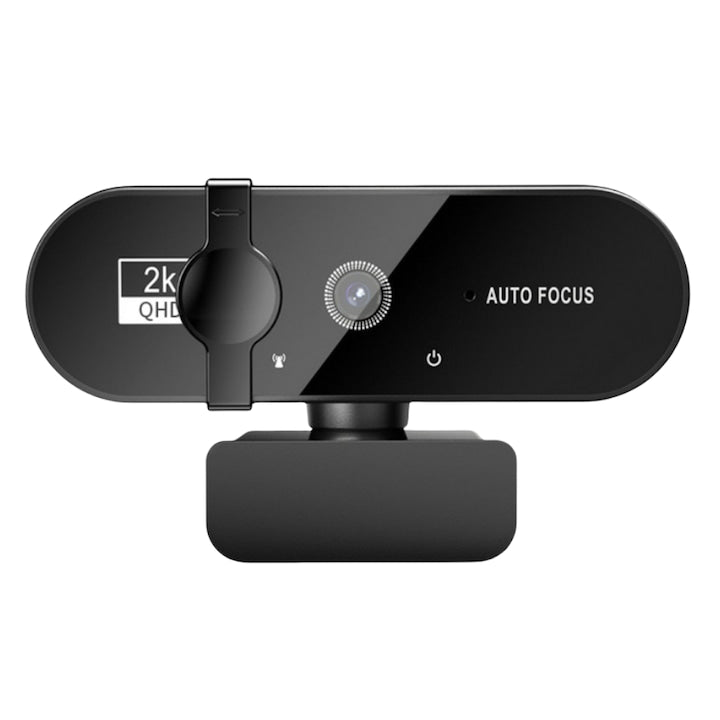 Camera Web  2K QHD  2048x1536/30fps  Rotatie 360°  Auto-focus  Microfon Omnidirectional cu Reducere Zgomot  Capac magnetic de intimitate inclus  USB 2.0  Plug and Play  pentru videoconferinte  transmisii live  predare online  Negru