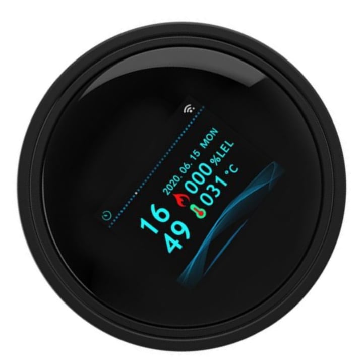 Senzor detector de Gaz  Smart  Wireless  pentru Detectie scurgere de gaze  Compatibil cu aplicatia Tuya  Alerta pe telefon  Display LCD  Semnal luminos si acustic  Voce WIFI  gaz  gaz de bucatarie  Negru