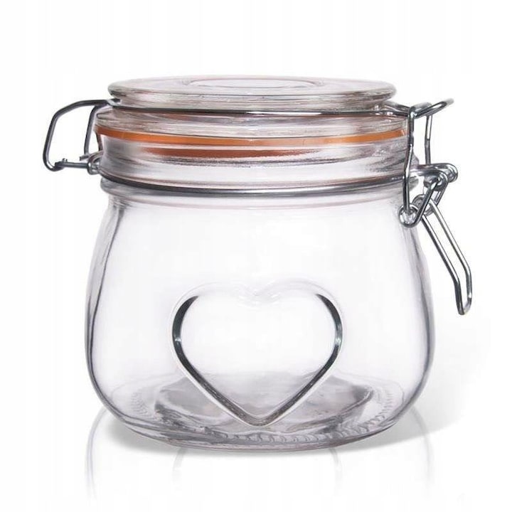 Borcan Din Sticla  Orion  500 ml  11x11x10 cm  Sticla  500 ml  Inchidere Etansa  Garnitura Din Cauciuc  Materialele De Inalta Calitate  Transparent