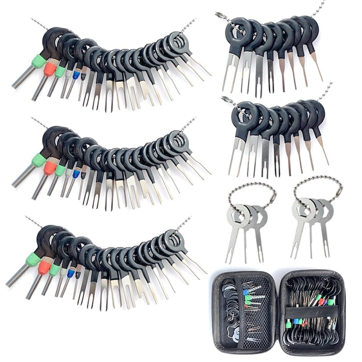 76 Pieces Rqiurpn Pin Extractor Set for Car Terminals, made of Stainless Steel, for Automobiles, Motorcycles, Electrical Appliances