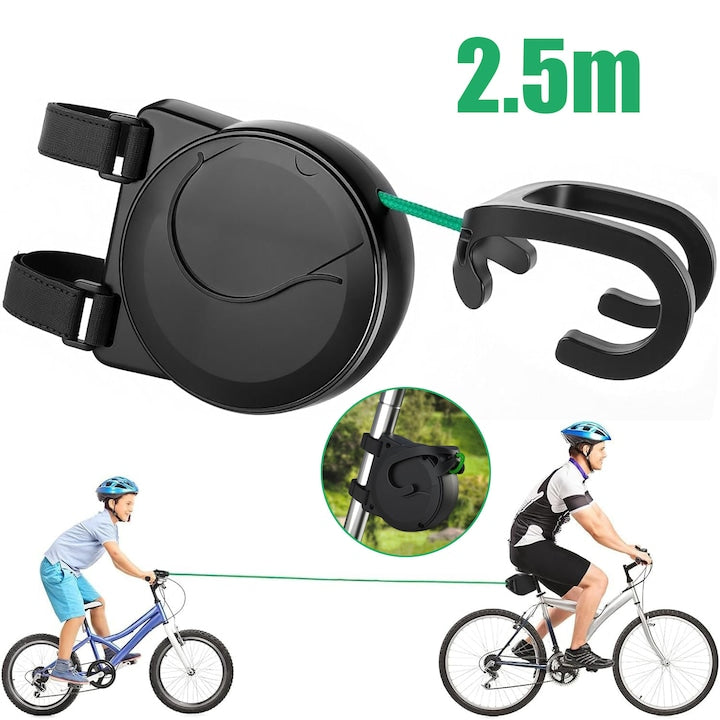 Franghie de Remorcare pentru Biciclete  Sistem Retractabil  Negru+Verde  2.5m