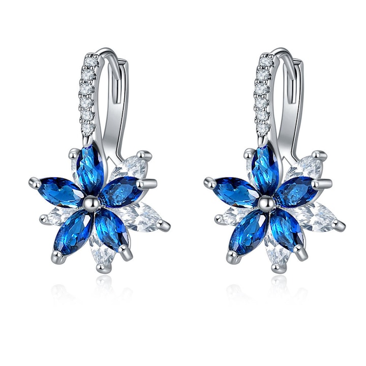 SINBINTA - Girls' Earrings Flower Earrings With zirconia Hypoallergenic Lead and nickel free Tarnish resistant Shiny protective layer Copper 2 x 1 x 1cm Silver