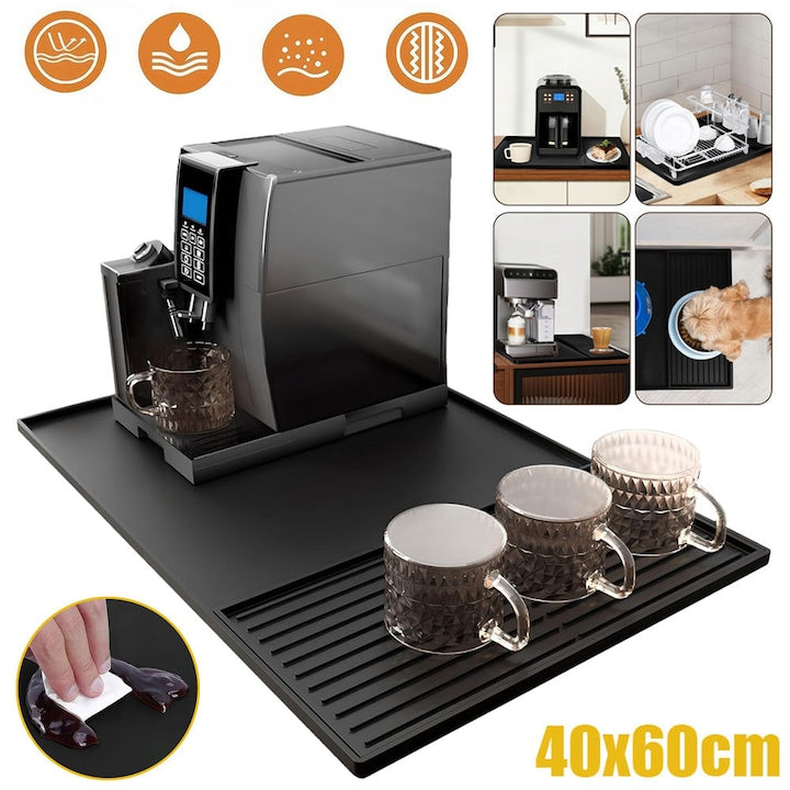 Silicone Mat for Under Coffee Machines 40x60cm Multi-functional Base Mat Non-slip and Heat-resistant Coffee Bar Mat for Countertop Non-slip Drying Mat