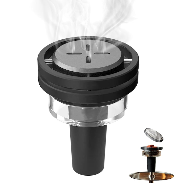 Creuzet Universal pentru Narghilea  SANSES  Portabil  Inaltime 125 mm  Diametru 95 mm  Detasabila  Picior din Silicon si din Aliaj de Aluminiu  din Sticla Borosilicat  Usor de Utilizat si de Curatat  pentru Narghilea  Negru
