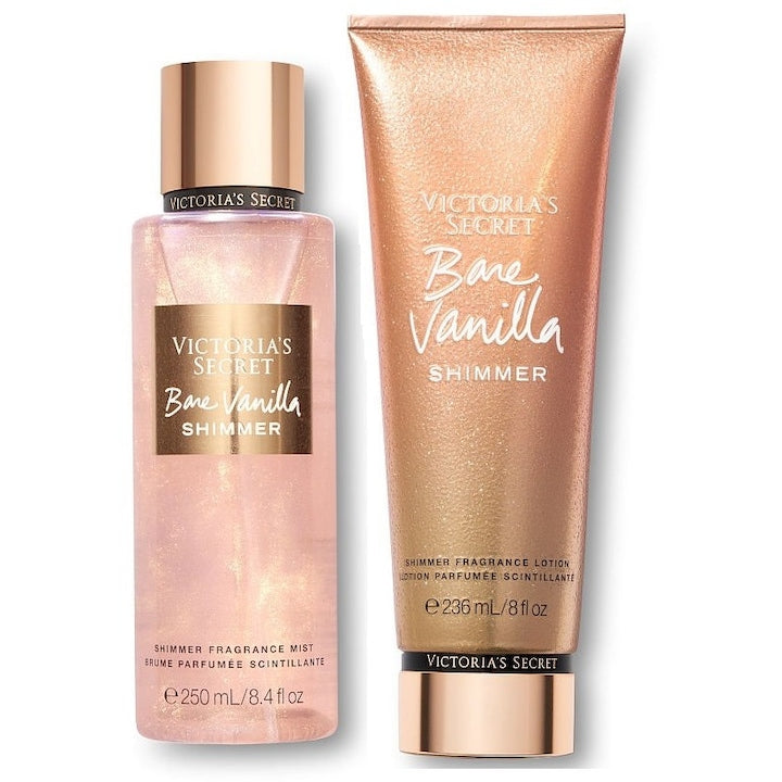Set Victoria Secret Bare Vanilla Shimmer  Spray de corp 250 ml si Lotiune de corp 236 ml