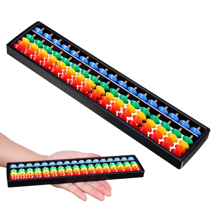 Numaratoare Soroban  Abac cu 17 tije  Folosit pentru calcule matematice  Design traditional  Portabil  Pentru copii si adulti  ABS  Multicolor