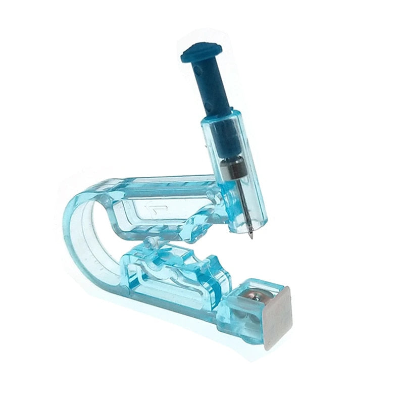 Instrumente de piercing urechi steril de unica folosinta  Amtok  Sigur  curat si rapid  Plastic/Otel  Albastru