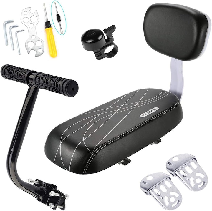 Scaun spate largit pentru copii bicicleta  set cu perna  cotiera siguranta si suport picioare  scaun transport compatibil biciclete electrice si pliabile  protectie fiabila pentru plimbari si deplasari zilnice  WALALLA