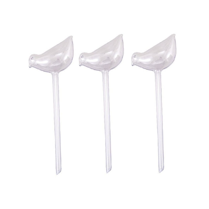 Set 3 buc Dispozitiv De Irigare Automata Glob De Apa Pentru Plante De Interior Si Exterior  Flori De Gradina in forma de pasare  PVC  transparent