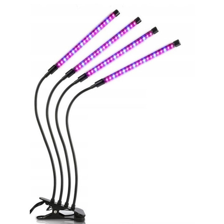 Lampa de Suplimentare cu 4 Tuburi de Spectru Complet pentru Cresterea Plantelor - 80 LED-uri  Functie de Sincronizare  3 Moduri  9 Nivele de Luminozitate