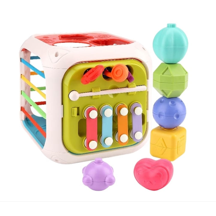 Carrlinechoo Interactive Cube Toy 7-in-1, Educational and Sensory Montessori, for Babies and Children 1/2/3 Years, Girls and Boys