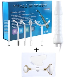 5IN1 Damar Beauty Device Electroderm + Massage Roller and Stone Accelerates Blood Circulation Portable Plastic/ABS Material High-Frequency Treatment for Acne Wrinkles Dark Circles Anti-Aging Skin Hair Lifting Scalp Stimulator