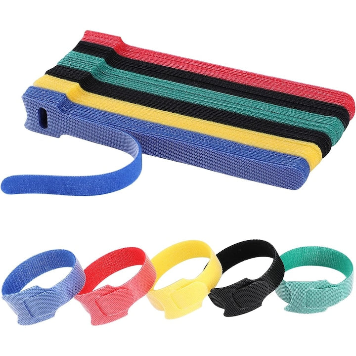 Set of 120 Reusable Velcro Cable Ties, 150 x 12 mm, Multicolor