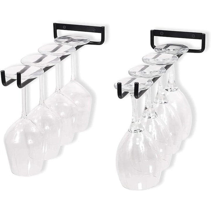 Set 2 suporturi pentru pahare de vin  pentru blaturi de bar  bucatarii  Negru