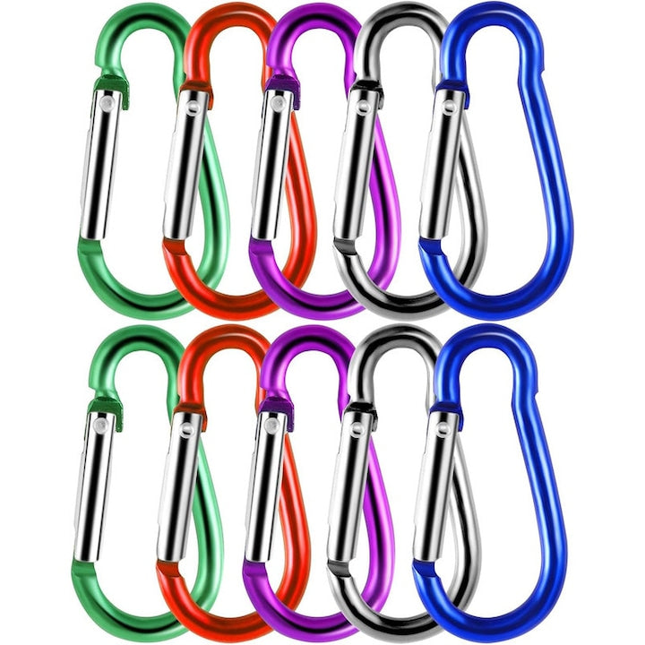 Set 10 carabine  multifunctional  anti rugina  durabil  usoare  3.8mm  confectionate dintr-un aliaj de aluminiu rezistent  Multicolor