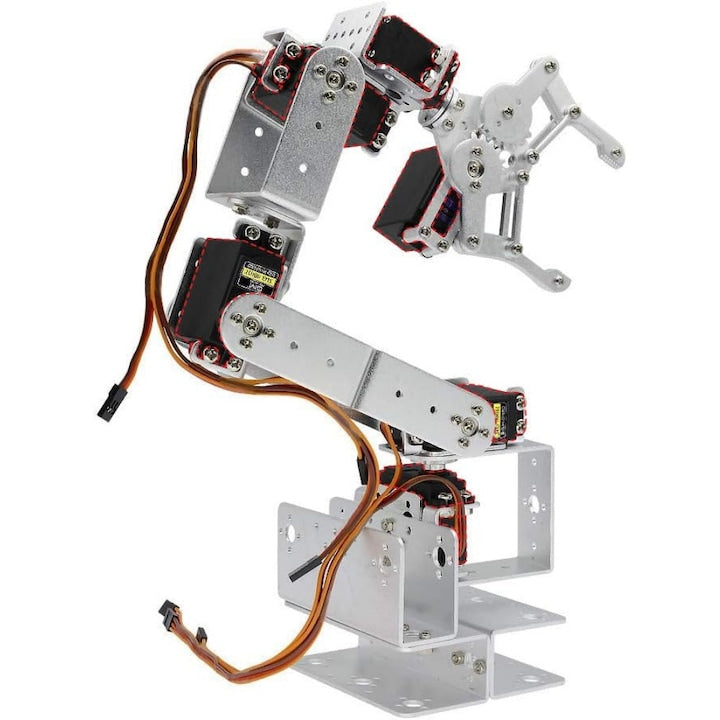WALALLA ROT3U 6DOF Aluminum Robotic Arm Kit - Mechanical, with Gripper, Unassembled DIY Parts, No Servos or Cables, for Educational and Hobby Projects, 46x35.5cm
