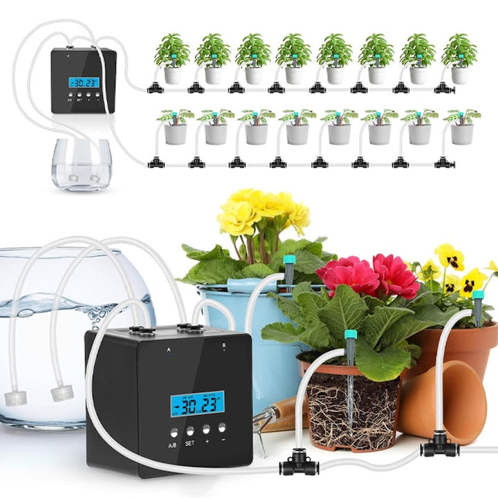 Automatic Irrigation System Duueyct Irrigation Systems for Indoor Plants with Programmable Timer Flowers Smart Automatic Watering Device For 20 Pots Smart System with Two Pumps for Apartment/House Black/Transparent