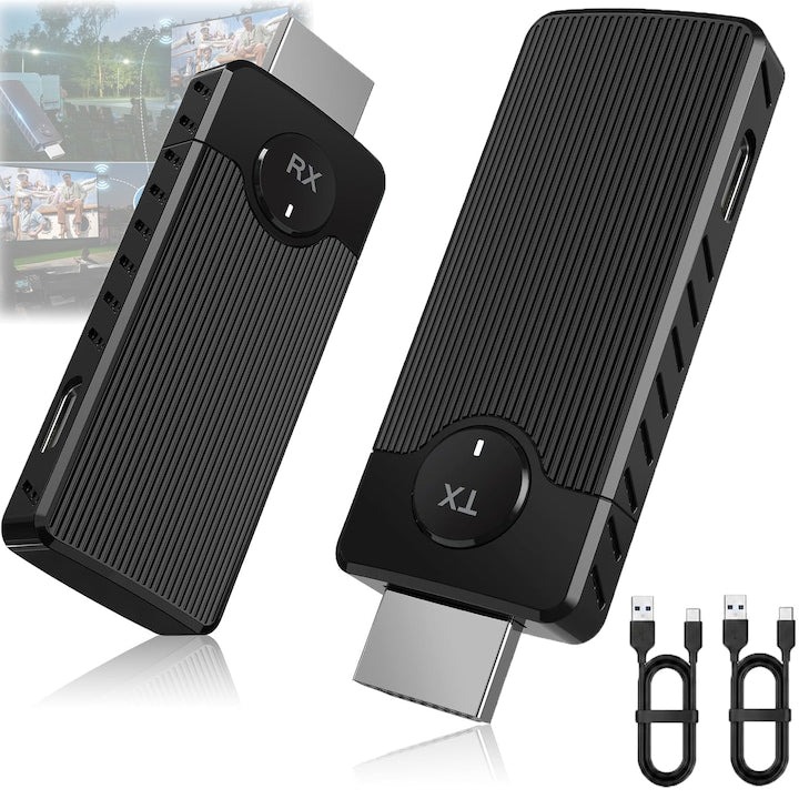 Transmitator si Receptor HDMI Wireless  SANSES  2.4G/5G  1080P 60Hz  Raza Transmisie 50m  Plug and Play  pentru PC/ Laptop/ Camera/ HDTV/ Proiector/ TV Box  pentru Munca  Divertisment  Negru