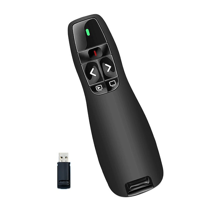 Laser Presenter  2.4GHz  pagina in sus  pagina in jos si prezentari cu lumina rosie  Suport USB  Negru