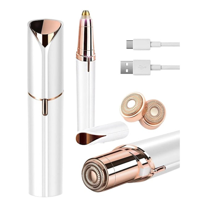 Set Epilator Facial si Epilator Sprancene  pentru epilare fara durere  cu incarcare prin USB  portabil  Impact Vision®
